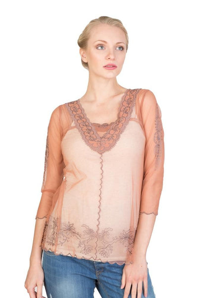 Victorian Vintage Inspired Top in Rose/Silver by Nataya