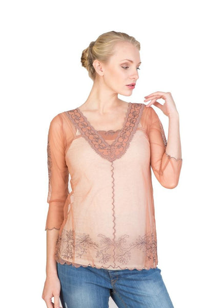 Victorian Vintage Inspired Top in Rose/Silver by Nataya