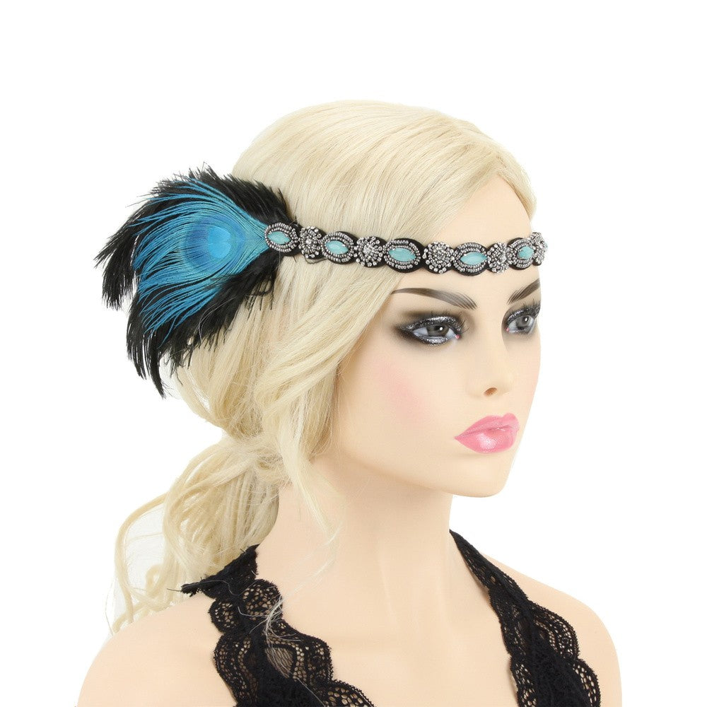 Gatsby Style Beaded Peacock Headband