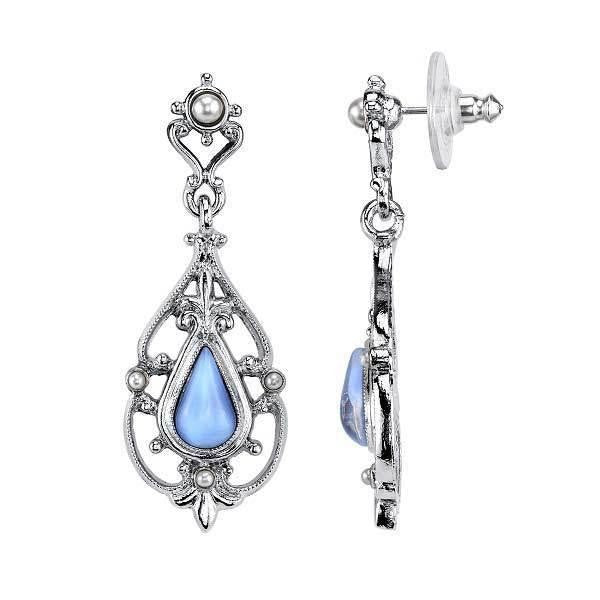 Downton Abbey Blue Moonstone Teardrop Earrings