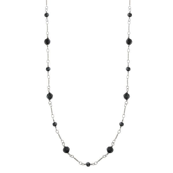 Downton Abbey Black Faceted Long Link Necklace