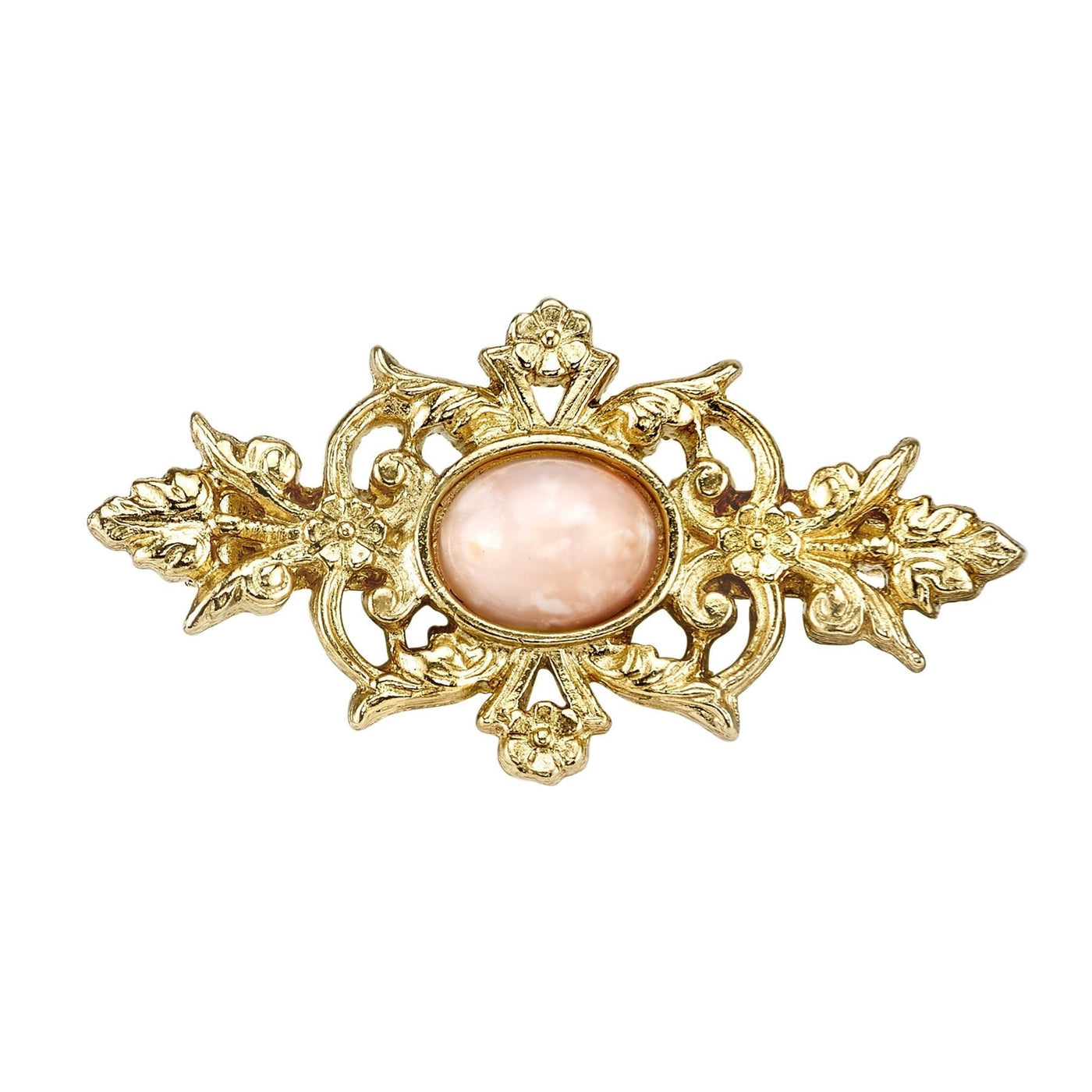 Downton Abbey Gold-Dipped and Peach Color Stone Pin