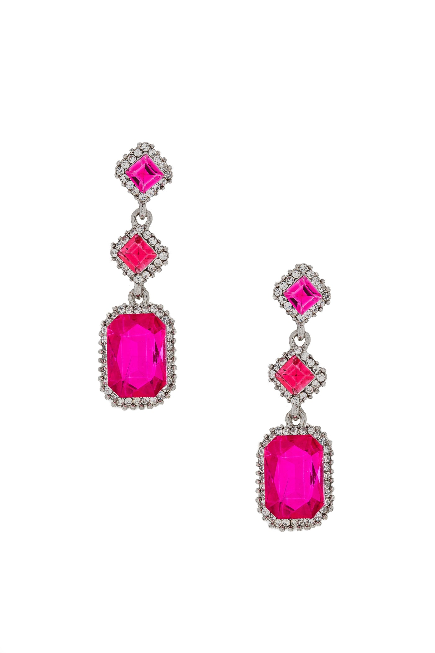 Diamante Chandelier Earrings in Pink - SOLD OUT