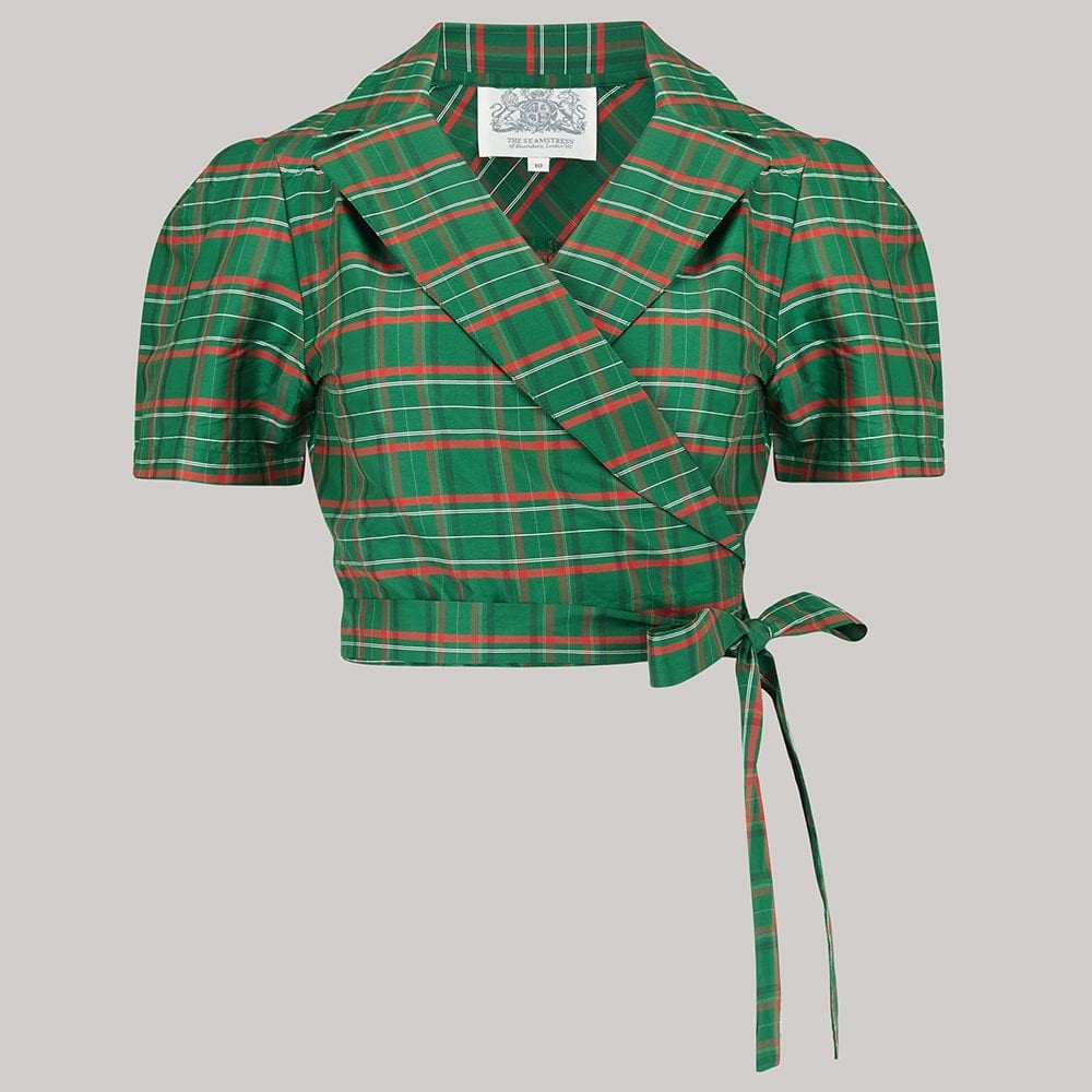 Lucille Blouse in Green Taffeta