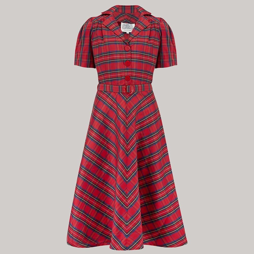 Carole 1940s Dress in Red Taffeta