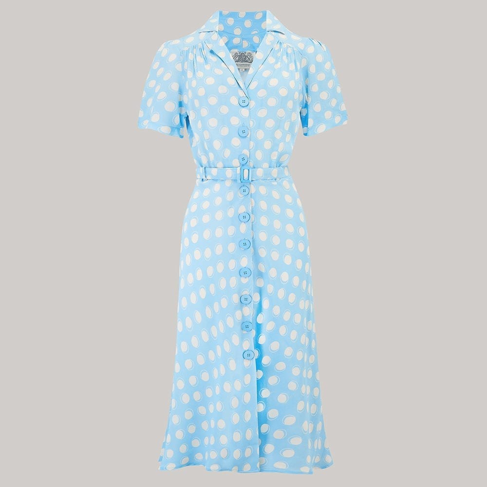 Carole 1940s Dress in Sky Blue Moonshine