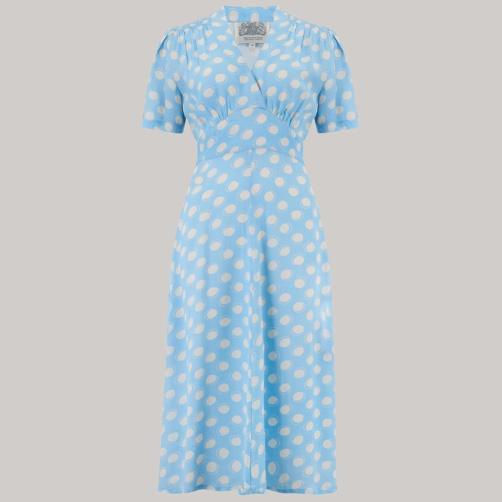 Crawford 1940s Dress in Sky Blue Moonshine