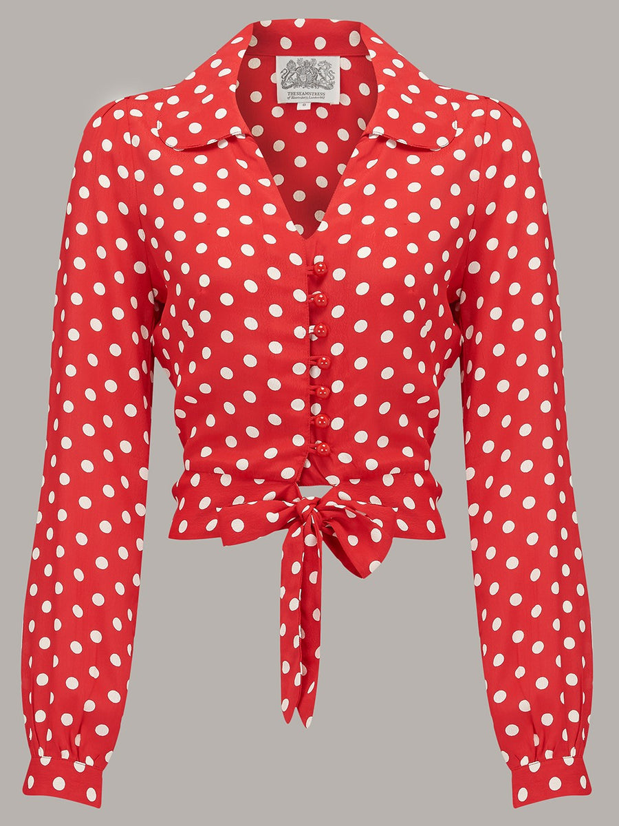 Margaret Blouse in Red and White Spots