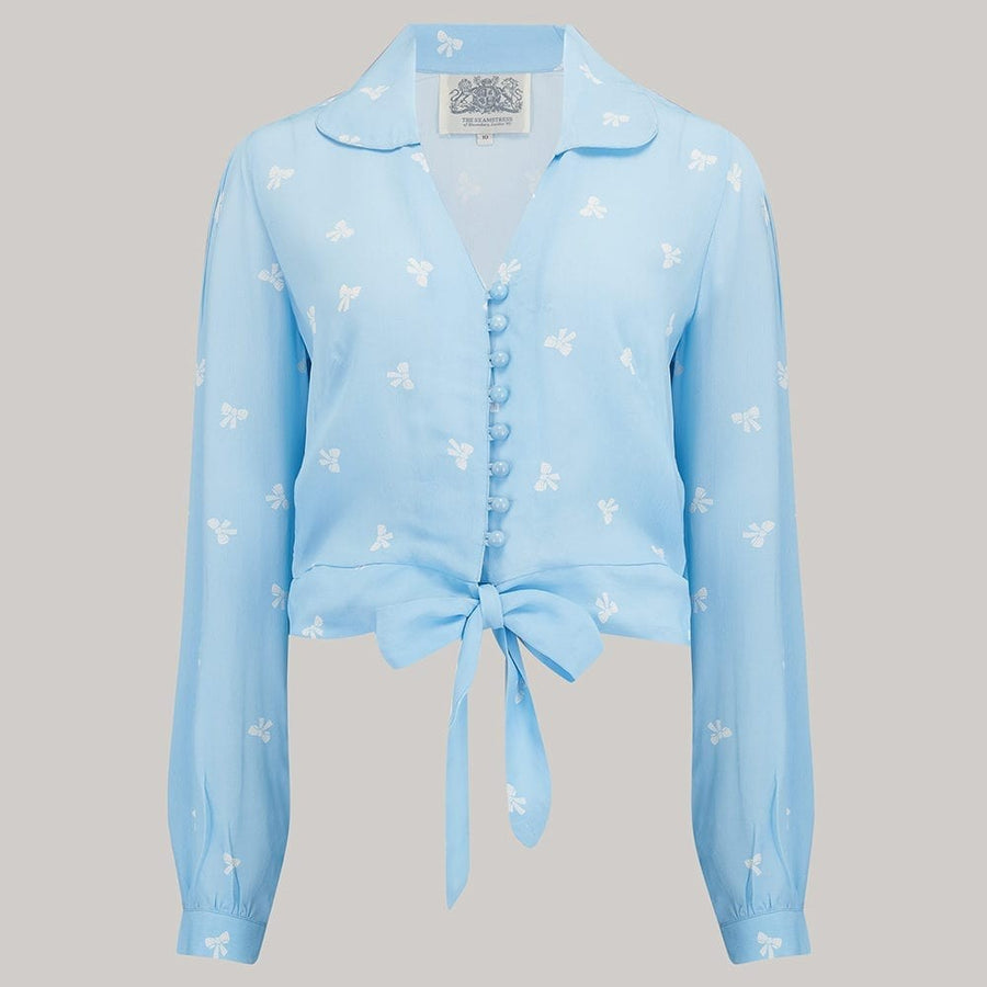 Margaret Blouse in Sky Blue Bow