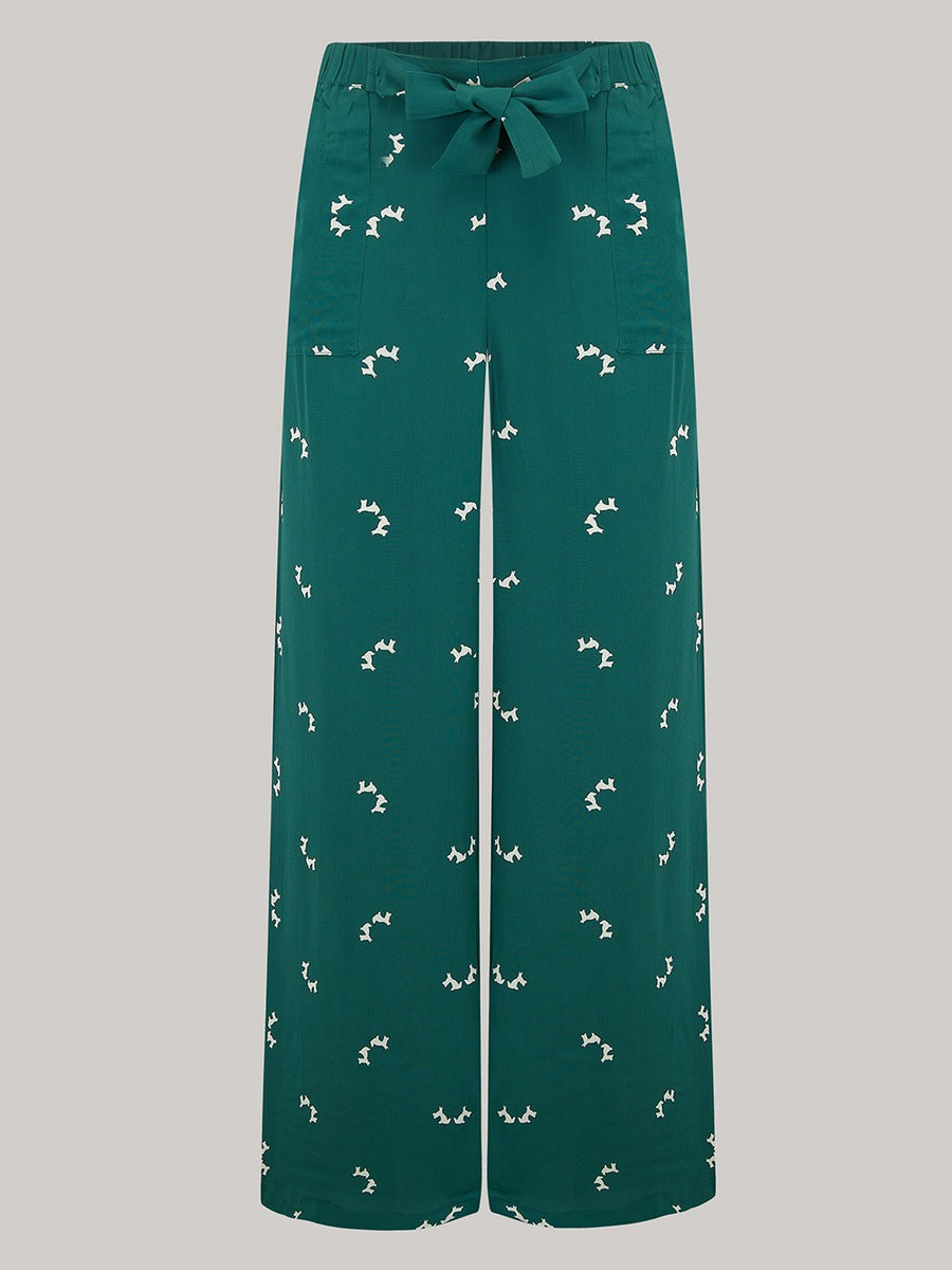 Gretta 1940s Trousers in Green Doggy