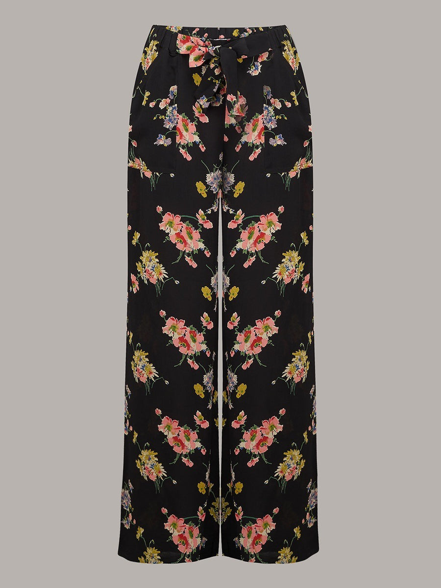 Gretta 1940s Trousers in Mayflower Print