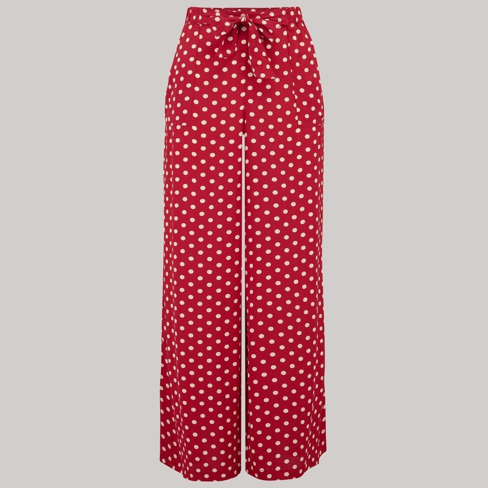 Gretta 1940s Trousers in Red Polka Dots