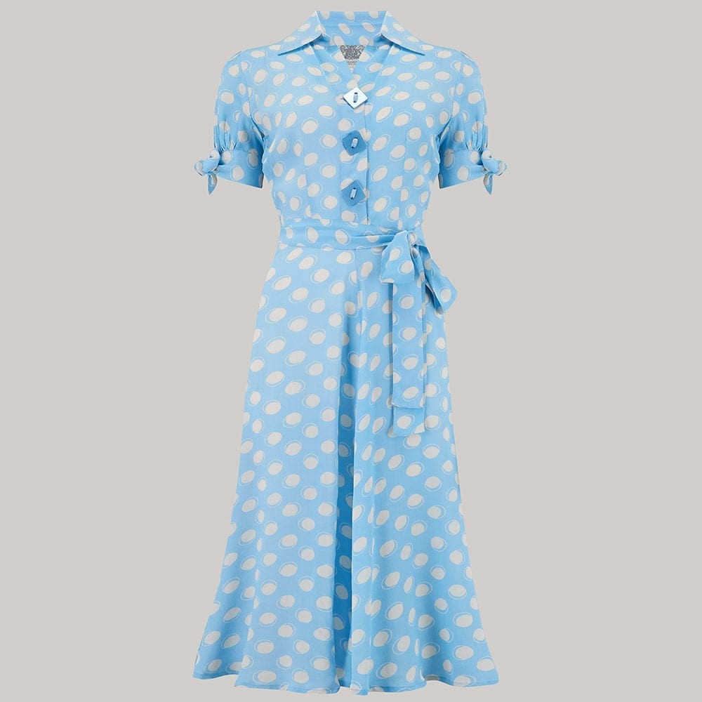 Delores Dress in Sky Blue Bow