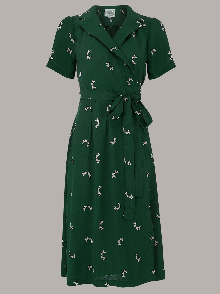 Rita 1940s Dress in Green Doggy