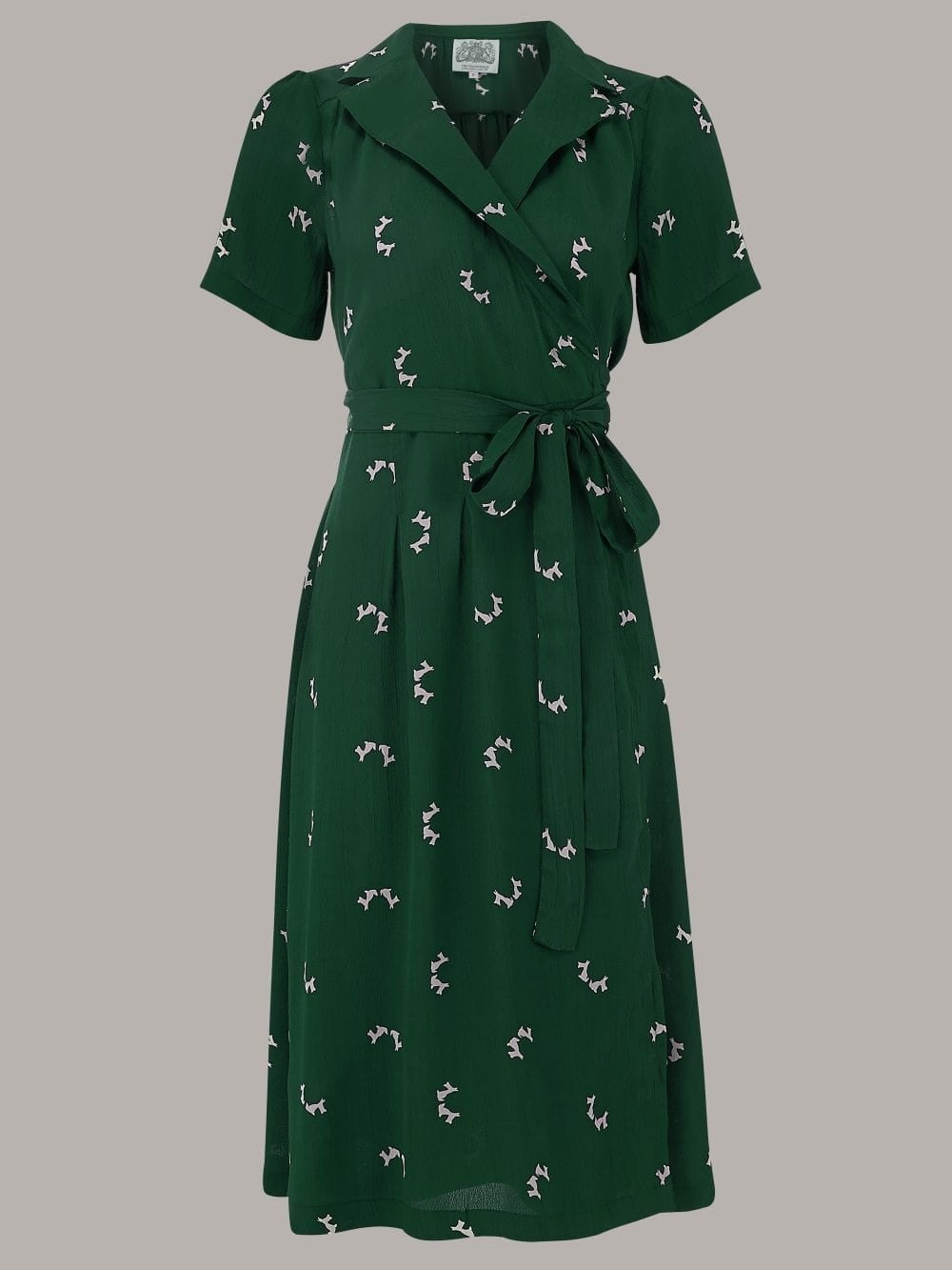 Rita 1940s Dress in Green Doggy