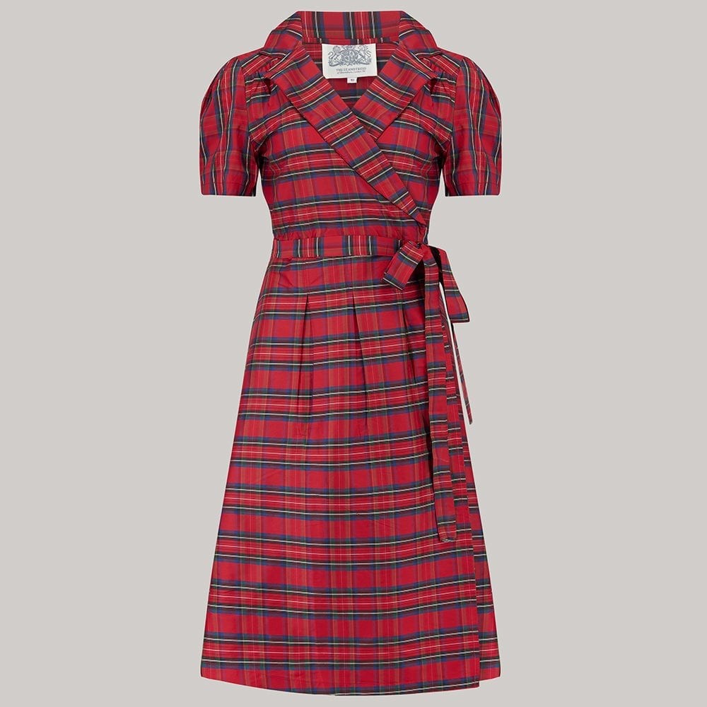 Rita 1940s Dress in Red Taffeta