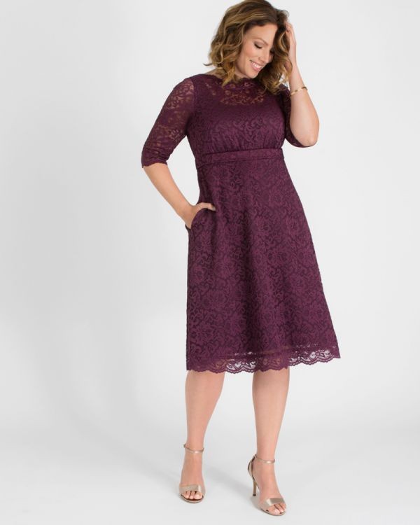 Vintage Inspired Lace Bridal Dress in Plum