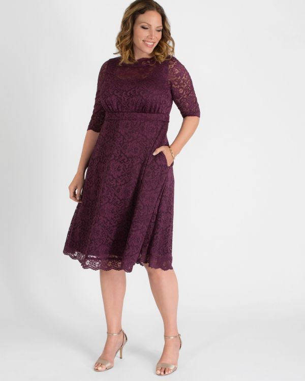 Vintage Inspired Lace Bridal Dress in Plum