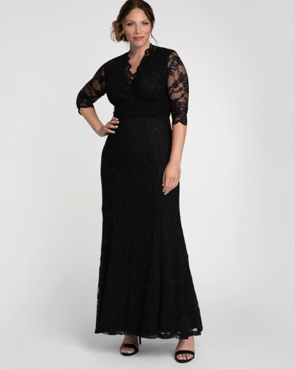 Siren Vintage Inspired Lace Bridal Gown in Black