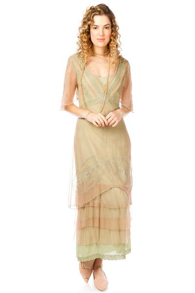 Sylvia 1920s Titanic Style Dress in Sage