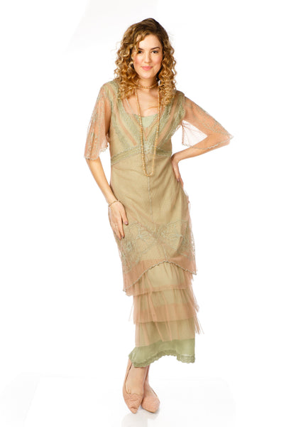 Sylvia 1920s Titanic Style Dress in Sage