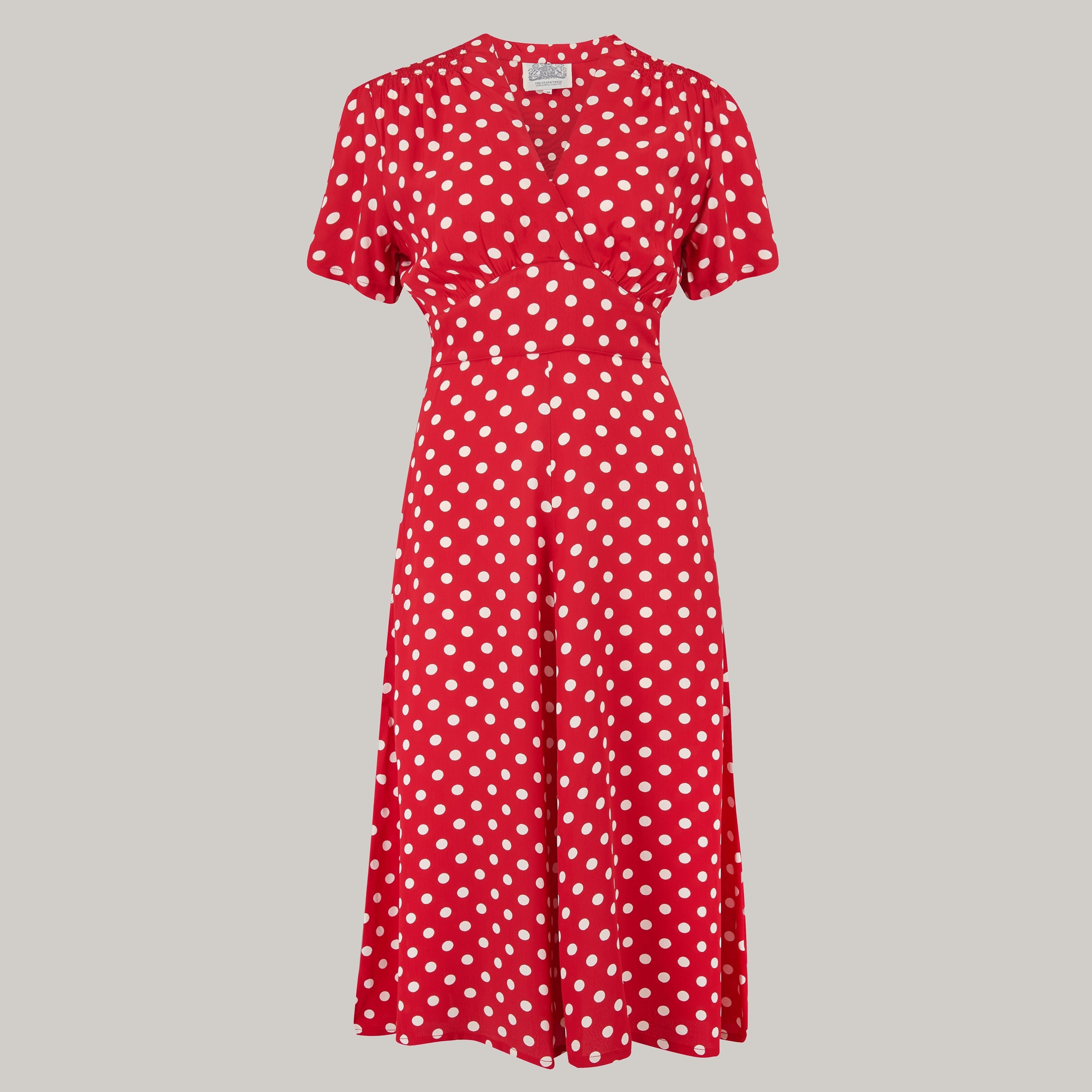 Crawford 1940s Dress in Red Spot – WardrobeShop
