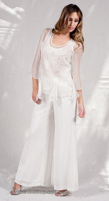 Ivory Palazzo Pants Nataya B-74