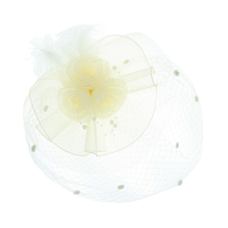 1920s Mesh Veil Fascinator in Ivory