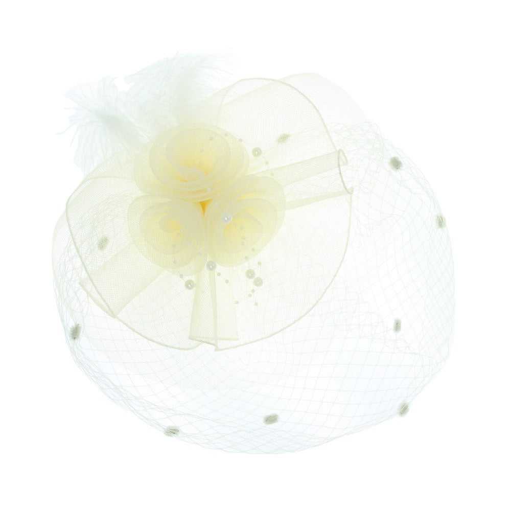 1920s Mesh Veil Fascinator in Ivory