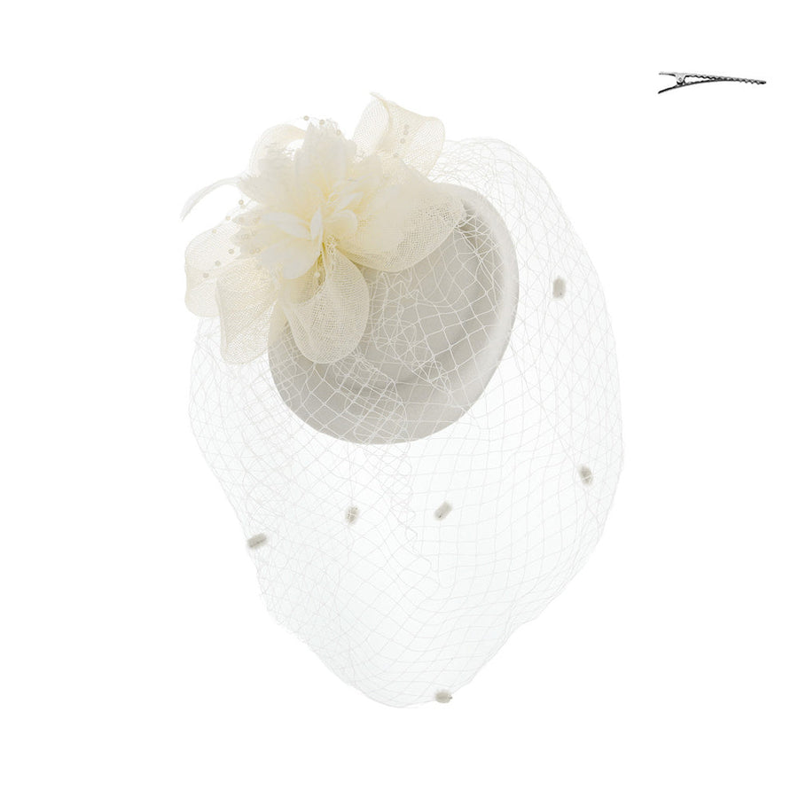 1920s Floral Wedding Veil Fascinator in White