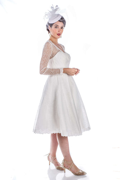 1950s Style Madeline Wedding Dress in White