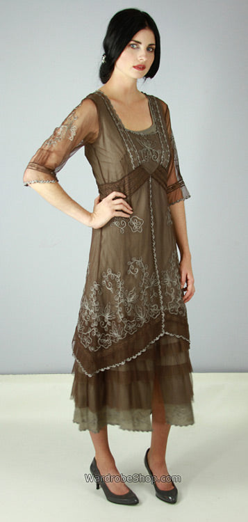 AL-2101 Titanic Tea Length Dress in Sage-Lavender - SOLD OUT
