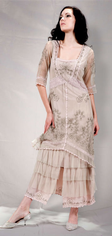 AL-2101 Titanic Tea Length Dress in Sage-Lavender - SOLD OUT