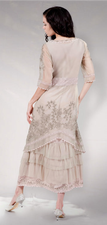 AL-2101 Titanic Tea Length Dress in Sage-Lavender - SOLD OUT