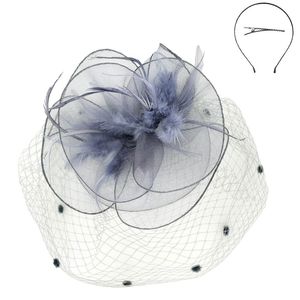 20s Party Net Fascinator In Grey