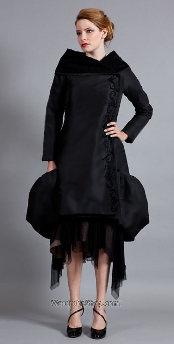 T-357 Nataya Taffeta Bubbled Black Jacket
