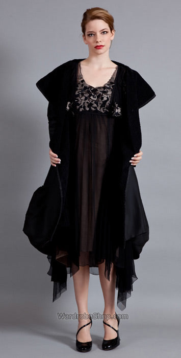 T-357 Nataya Taffeta Bubbled Black Jacket