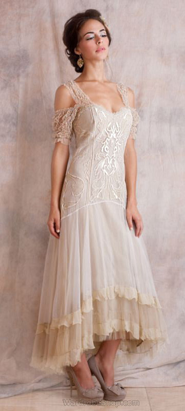 Venetian Wedding Dress in White by Nataya
