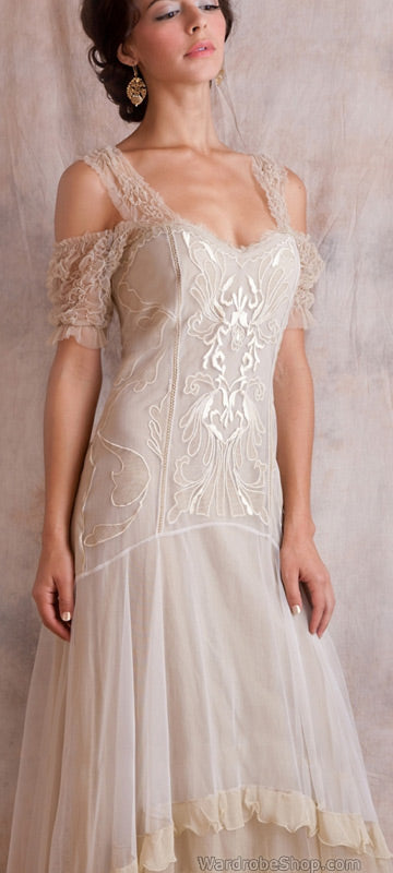 Venetian Wedding Dress in White by Nataya