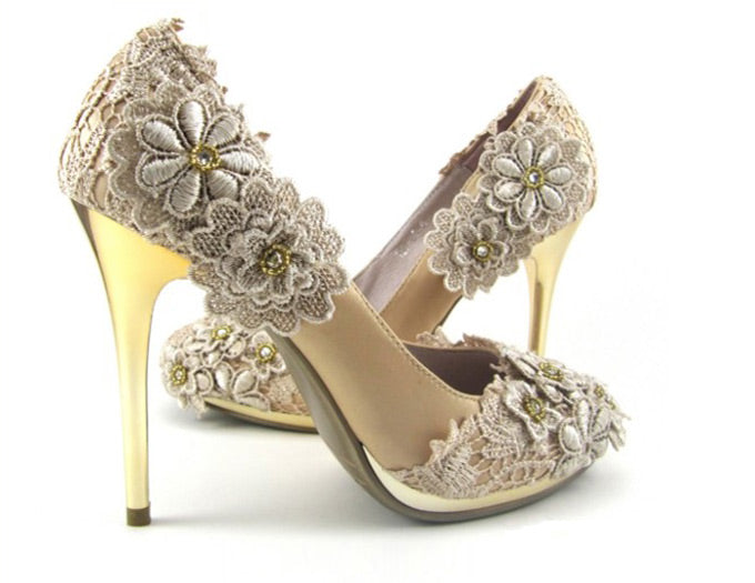 Cream Lace Wedding heels