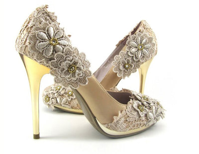 Cream Lace Wedding heels