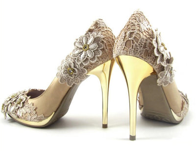 Cream Lace Wedding heels