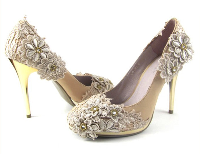 Cream Lace Wedding heels