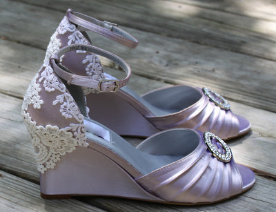 Vintage wedding shoes on Wedges, Model "Clara"