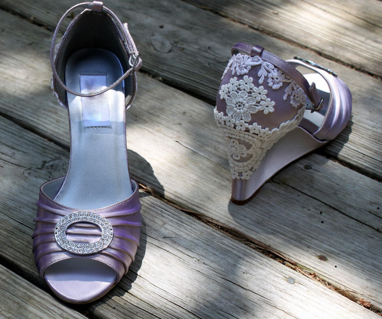 Vintage wedding shoes on Wedges, Model "Clara"