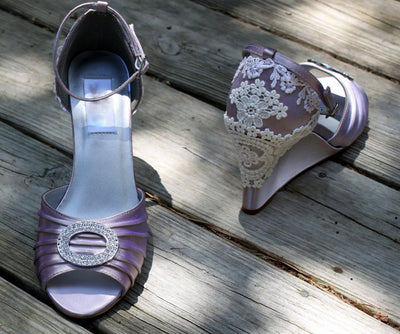 Vintage wedding shoes on Wedges, Model "Clara"