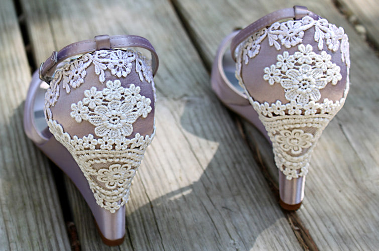 Vintage wedding shoes on Wedges, Model "Clara"