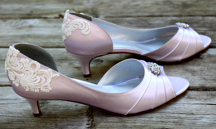 Lace Bridal Shoes in Vintage Style, Cream Color