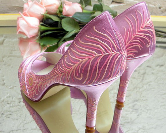 Peacock style flapper wedding shoes, model "Deborah"