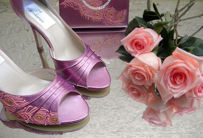 Peacock style flapper wedding shoes, model "Deborah"